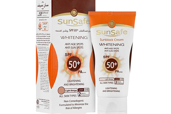 کرم ضد آفتاب رنگی پوست حساس فاقد جاذب شیمیایی SPF50 سان سیف